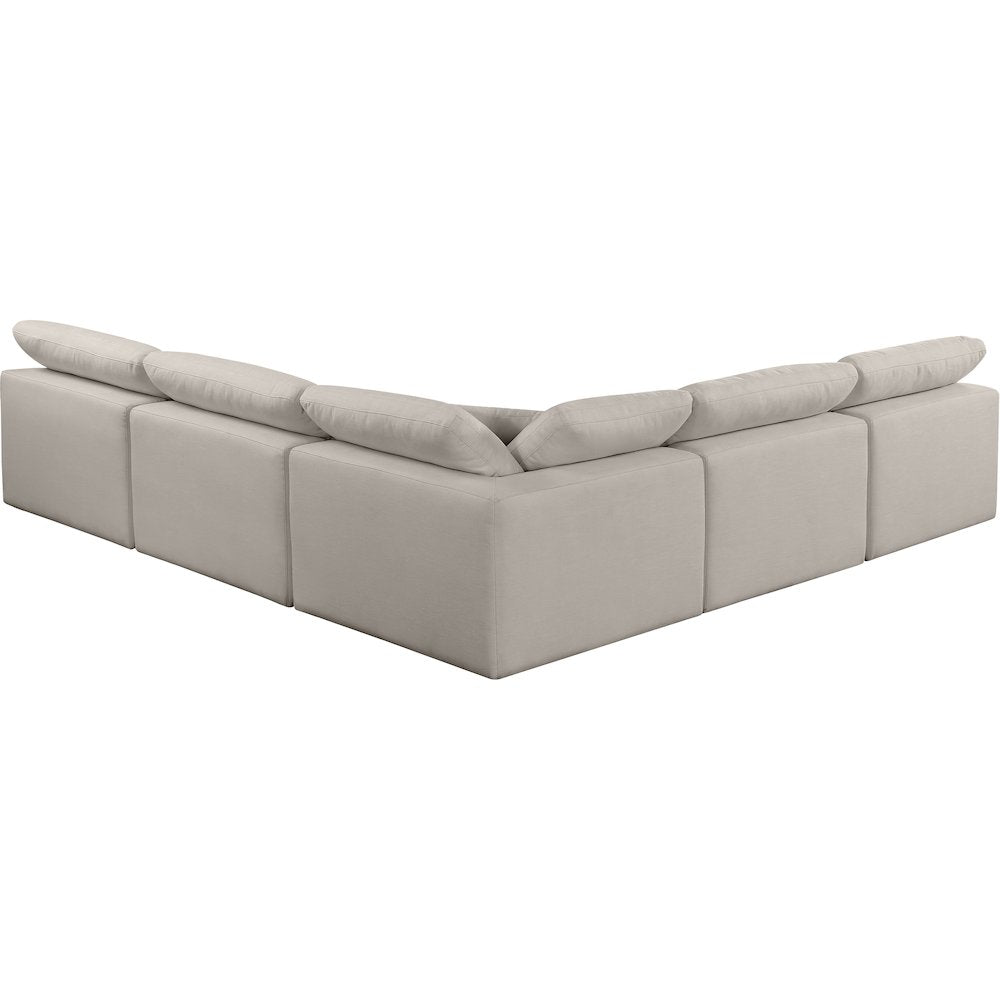 Comfy Beige Linen Textured Fabric Modular Sectional