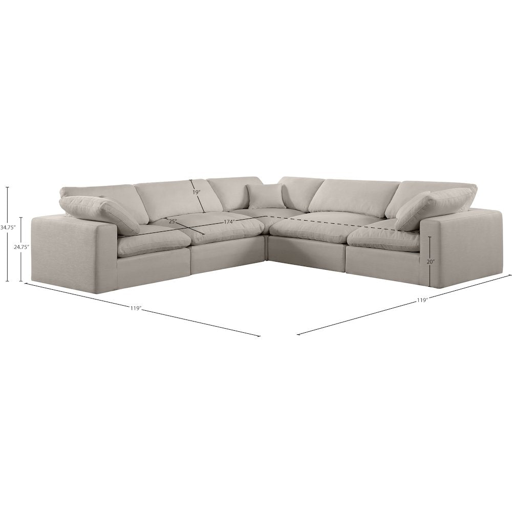 Comfy Beige Linen Textured Fabric Modular Sectional