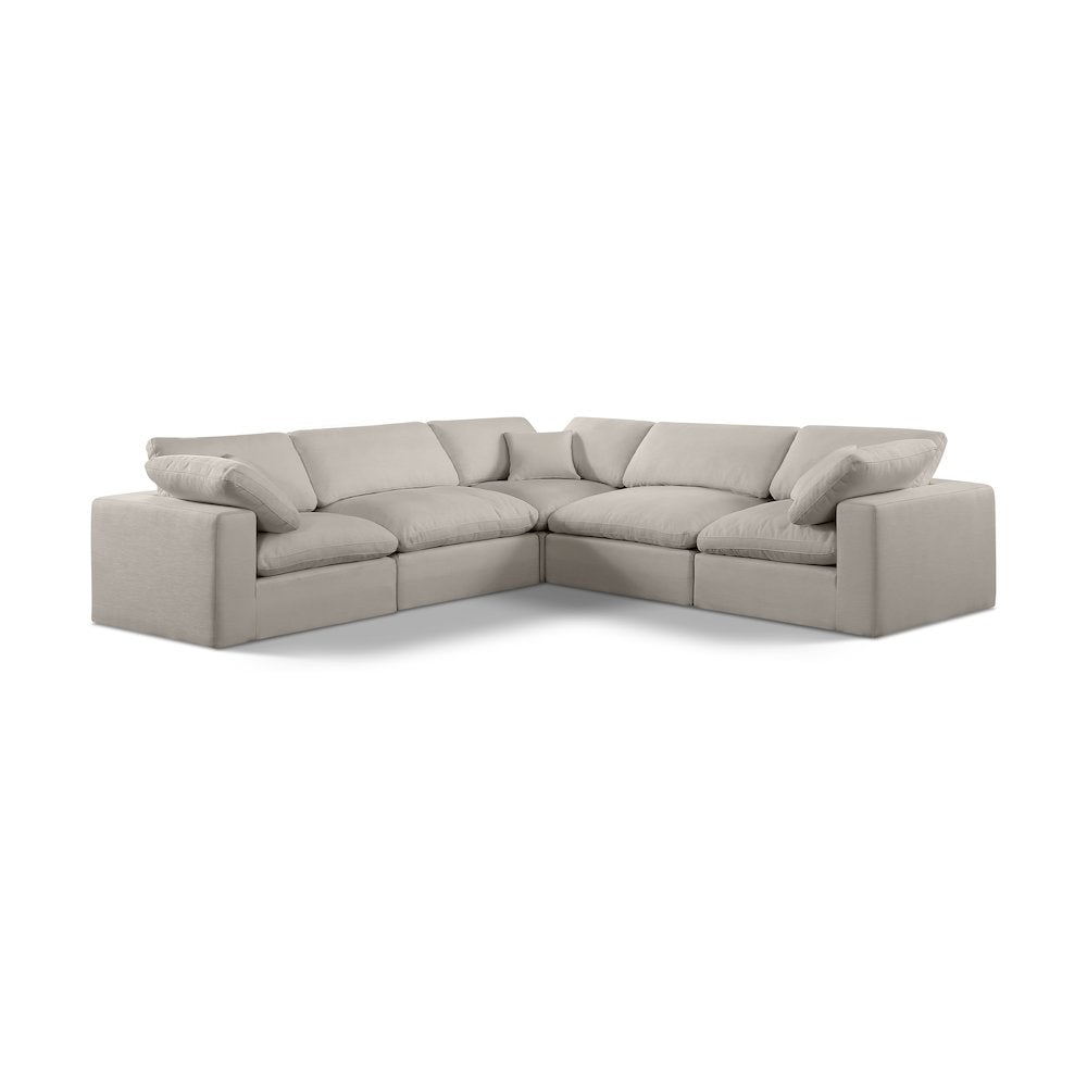 Comfy Beige Linen Textured Fabric Modular Sectional