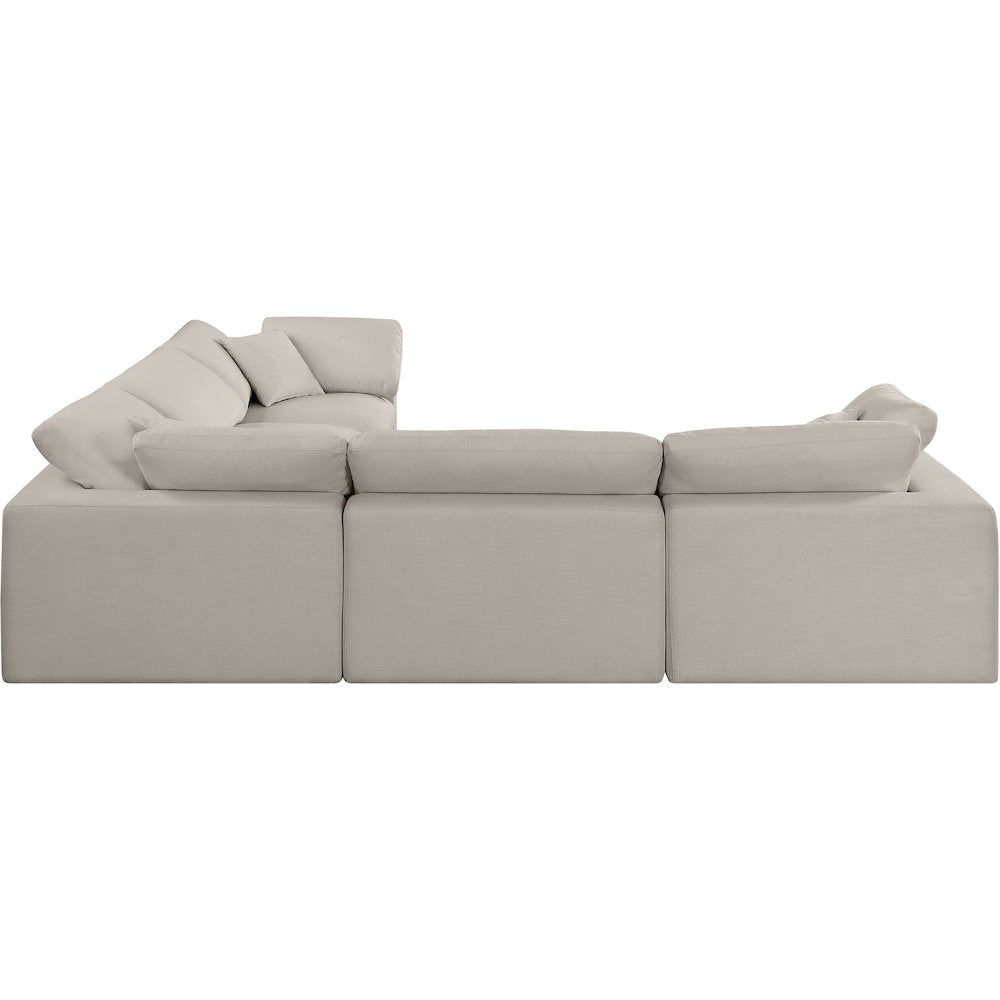 Comfy Beige Linen Textured Fabric Modular Sectional