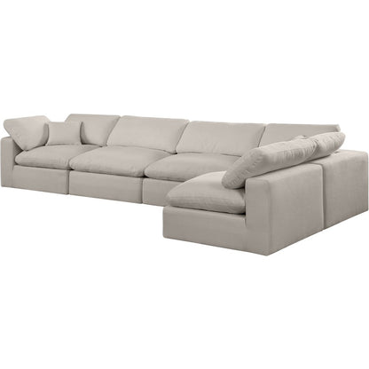 Comfy Beige Linen Textured Fabric Modular Sectional