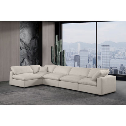 Comfy Beige Linen Textured Fabric Modular Sectional