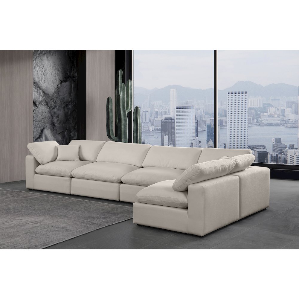 Comfy Beige Linen Textured Fabric Modular Sectional