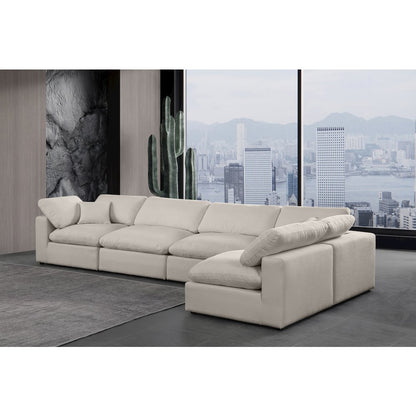 Comfy Beige Linen Textured Fabric Modular Sectional