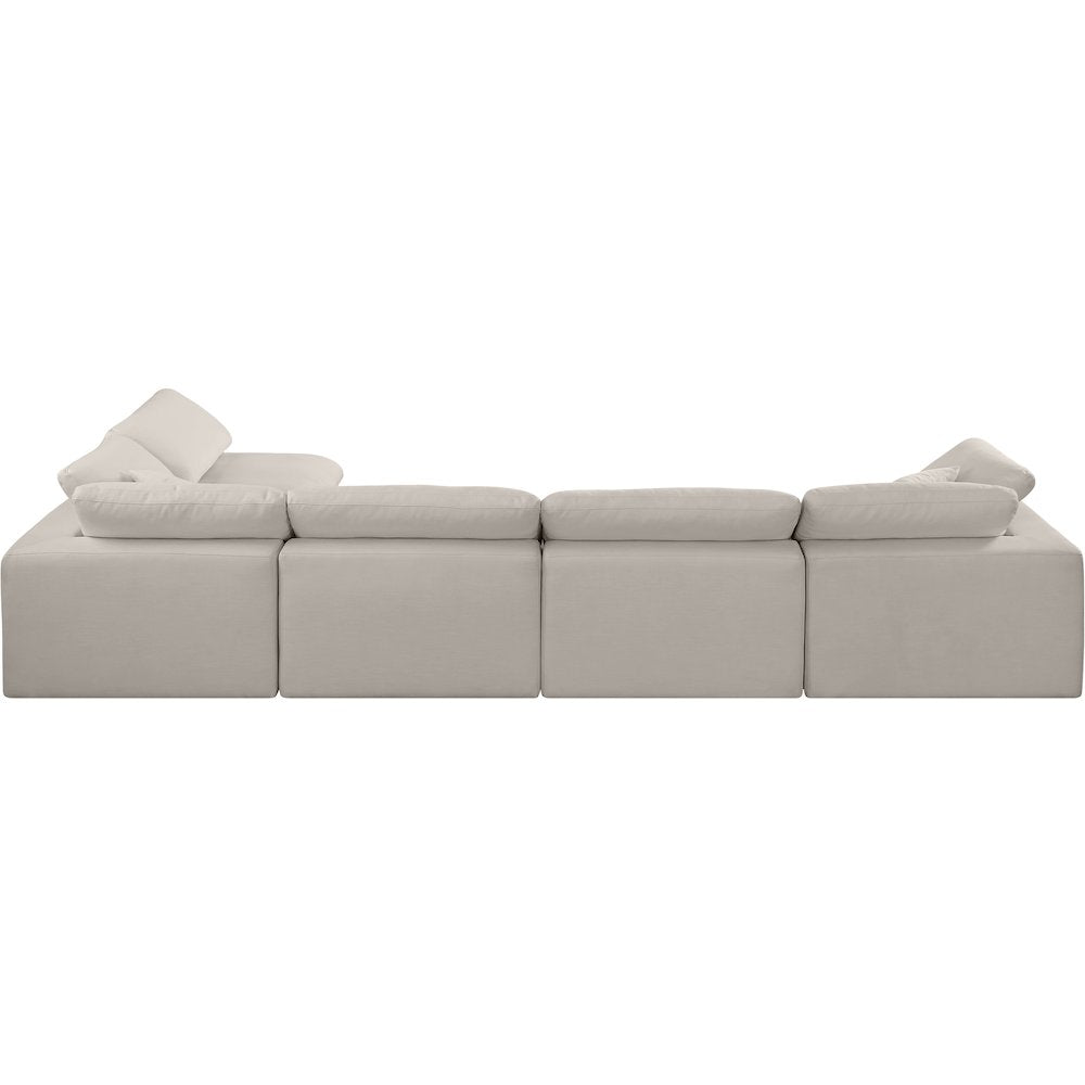 Comfy Beige Linen Textured Fabric Modular Sectional