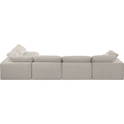 Comfy Beige Linen Textured Fabric Modular Sectional