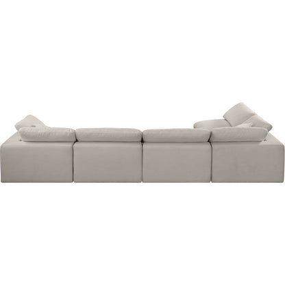 Comfy Beige Linen Textured Fabric Modular Sectional