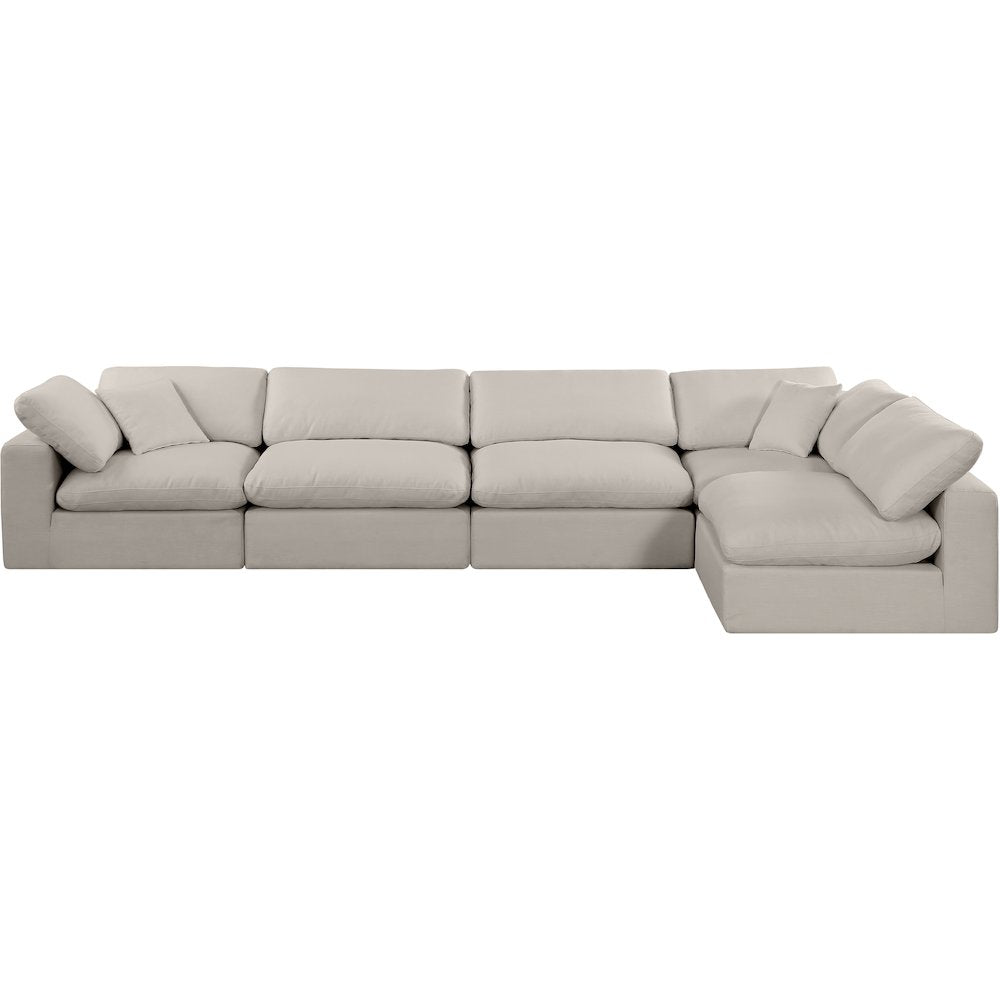 Comfy Beige Linen Textured Fabric Modular Sectional