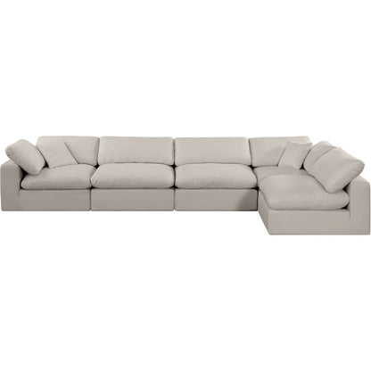 Comfy Beige Linen Textured Fabric Modular Sectional