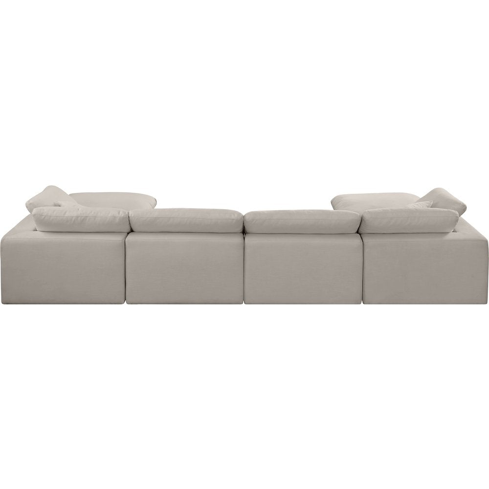 Comfy Beige Linen Textured Fabric Modular Sectional