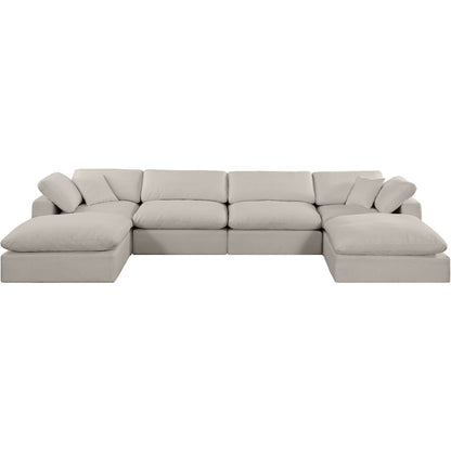 Comfy Beige Linen Textured Fabric Modular Sectional