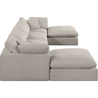 Comfy Beige Linen Textured Fabric Modular Sectional