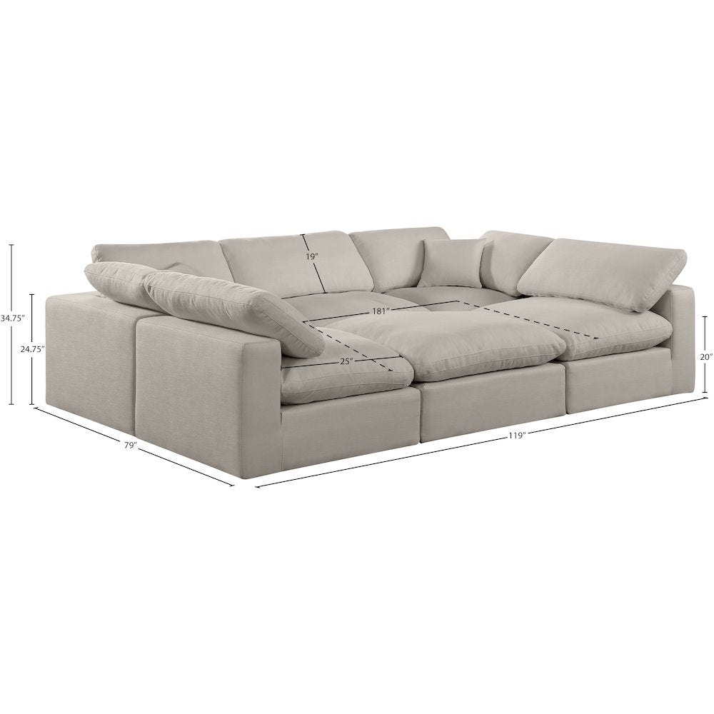 Comfy Beige Linen Textured Fabric Modular Sectional