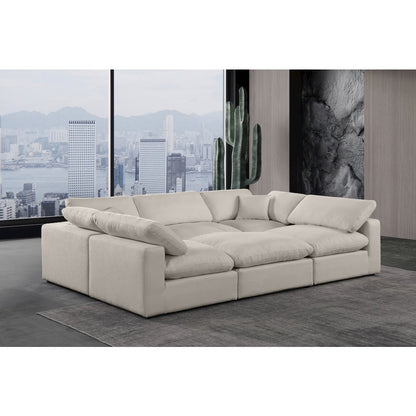 Comfy Beige Linen Textured Fabric Modular Sectional