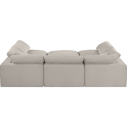 Comfy Beige Linen Textured Fabric Modular Sectional