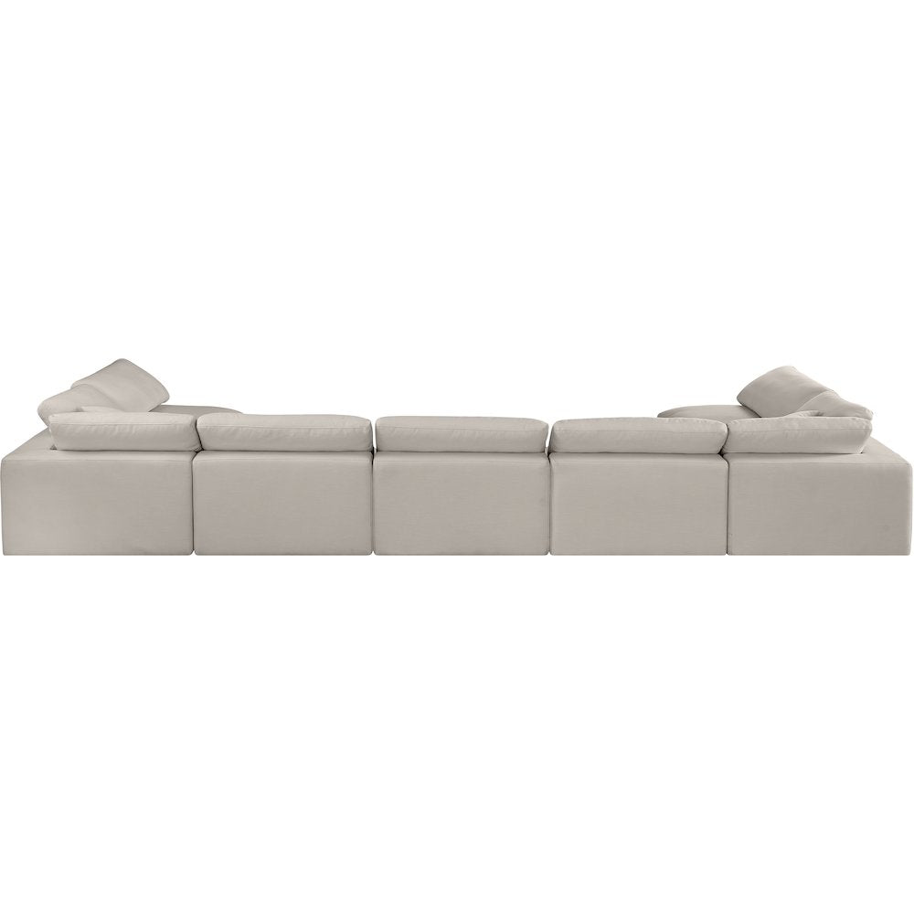 Comfy Beige Linen Textured Fabric Modular Sectional