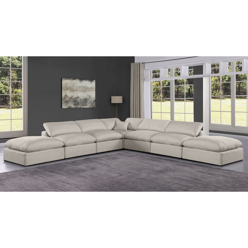 Comfy Beige Linen Textured Fabric Modular Sectional
