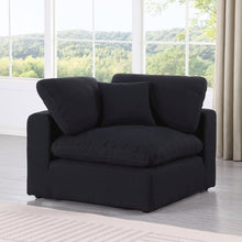 Comfy Black Linen Textured Fabric Modular Corner Chair