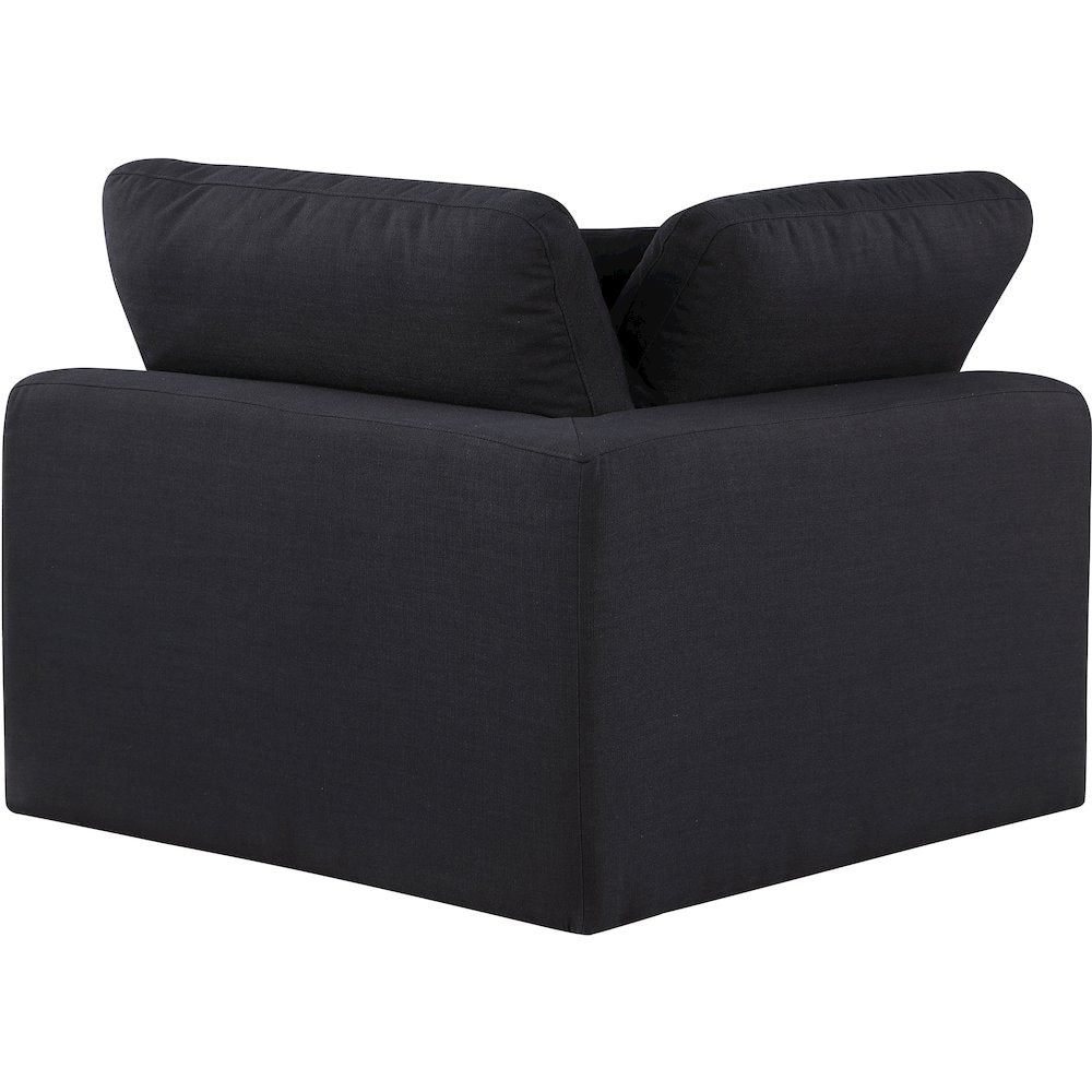 Comfy Black Linen Textured Fabric Modular Corner Chair
