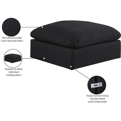 Comfy Black Linen Textured Fabric Modular Ottoman