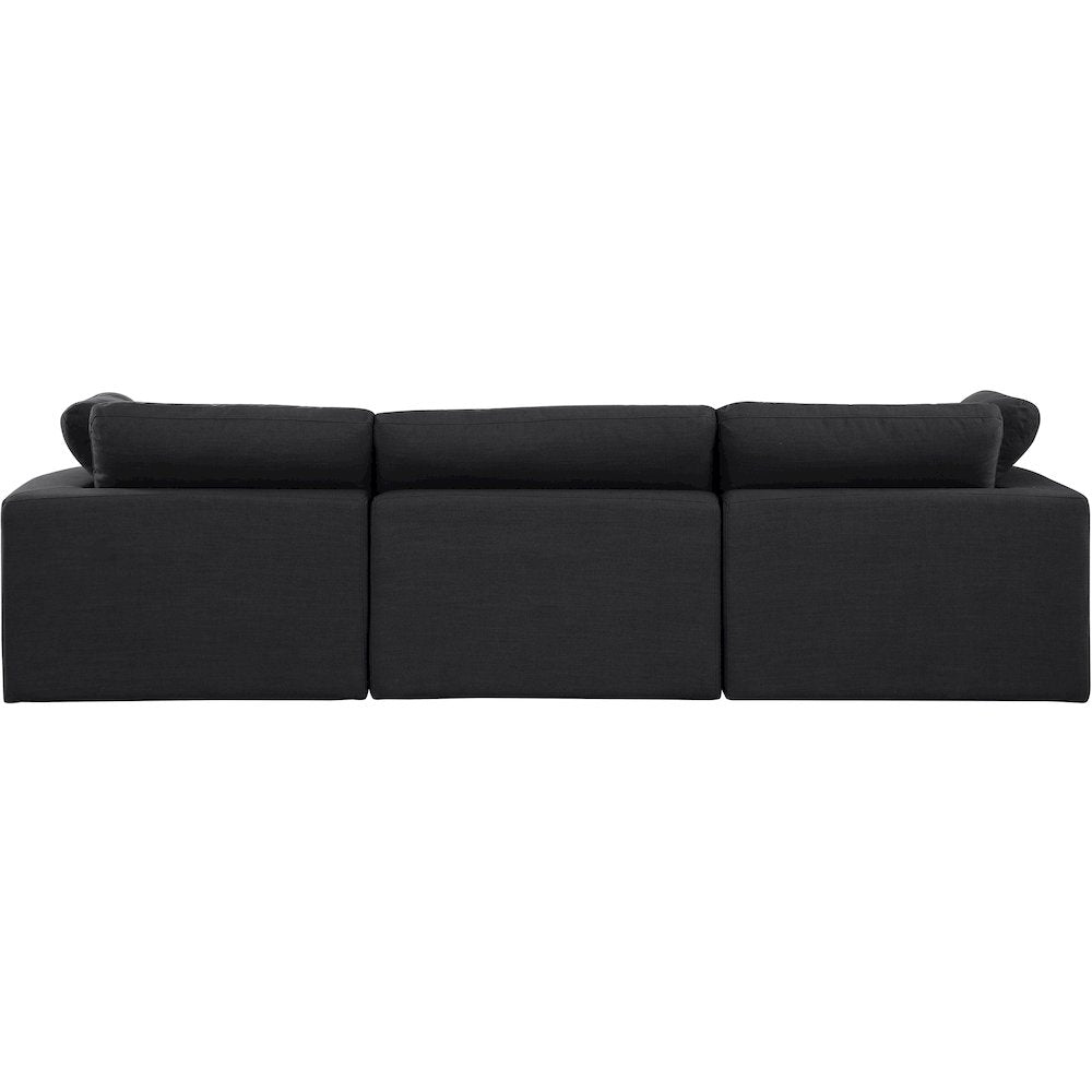 Comfy Black Linen Textured Fabric Modular Sofa