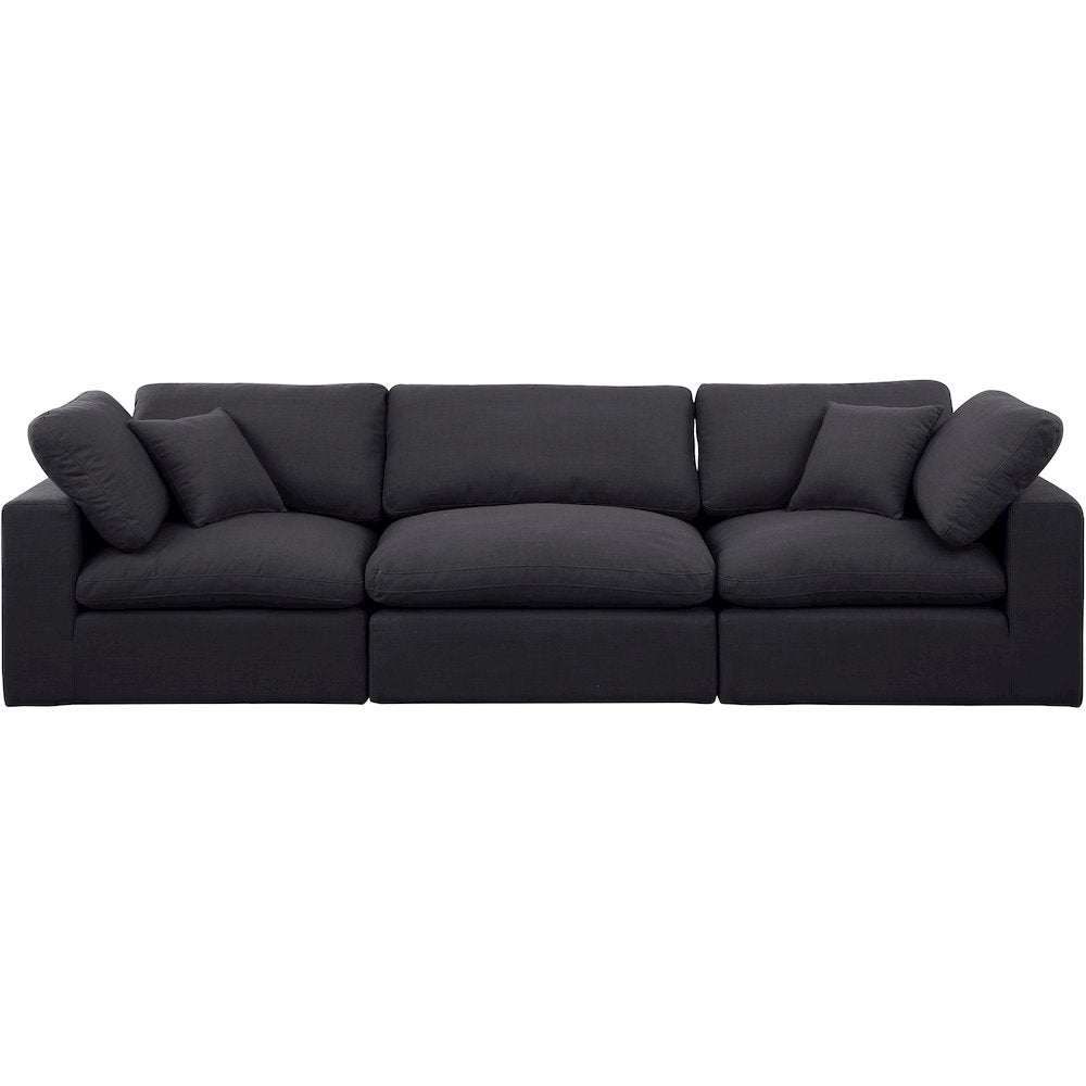 Comfy Black Linen Textured Fabric Modular Sofa