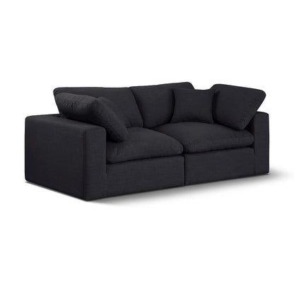 Comfy Black Linen Textured Fabric Modular Sofa