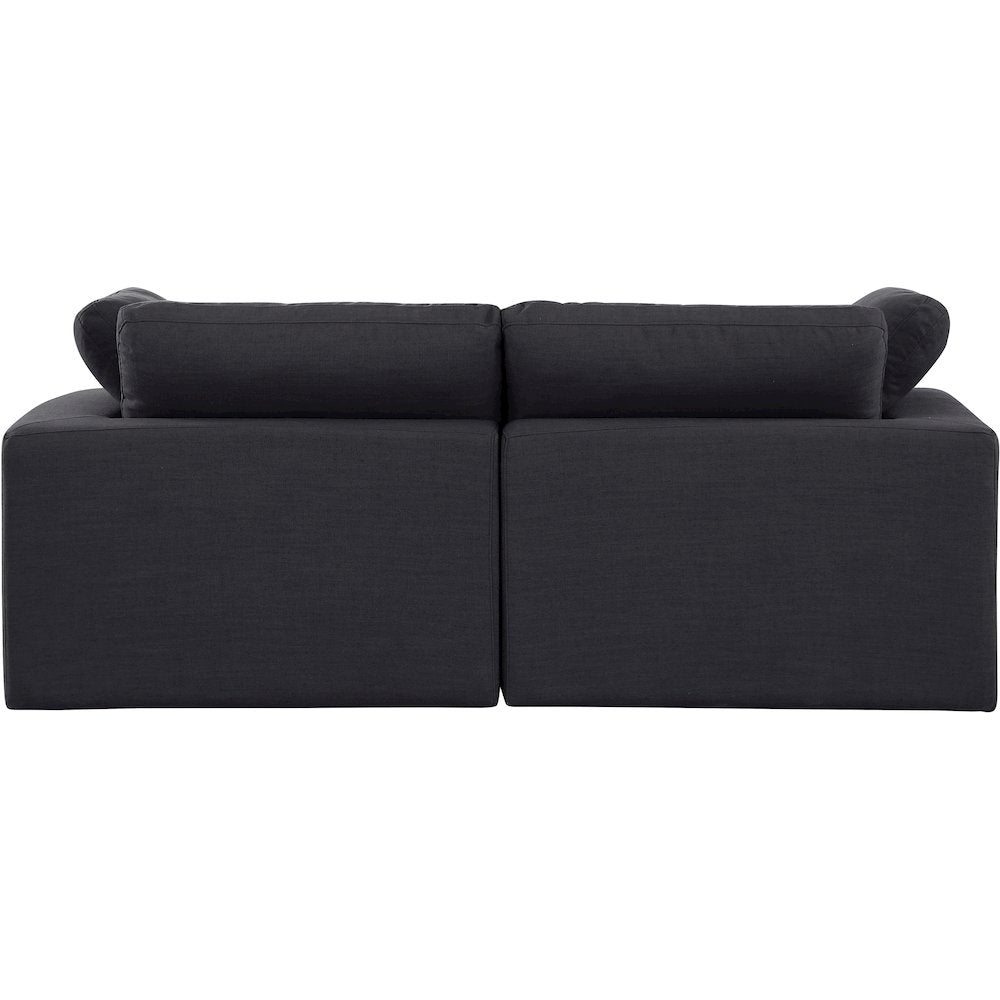 Comfy Black Linen Textured Fabric Modular Sofa