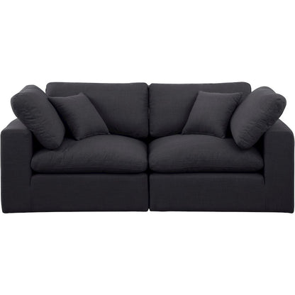 Comfy Black Linen Textured Fabric Modular Sofa