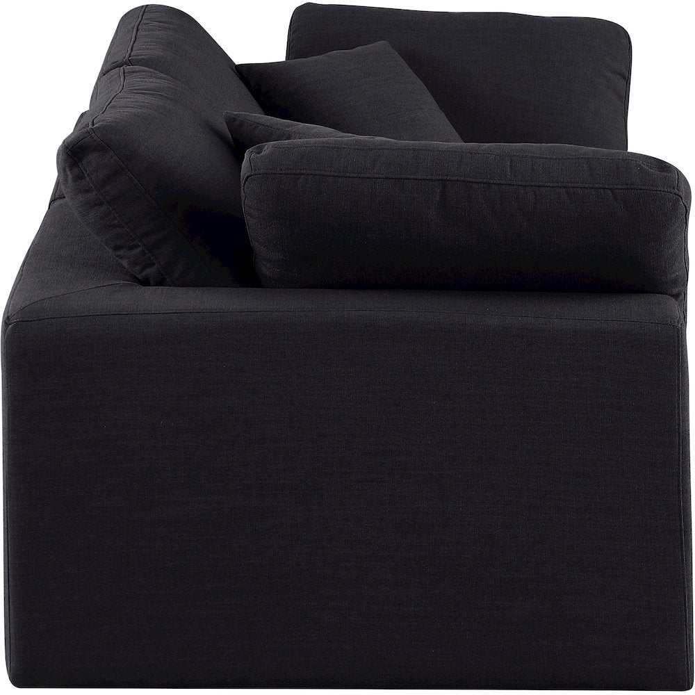 Comfy Black Linen Textured Fabric Modular Sofa