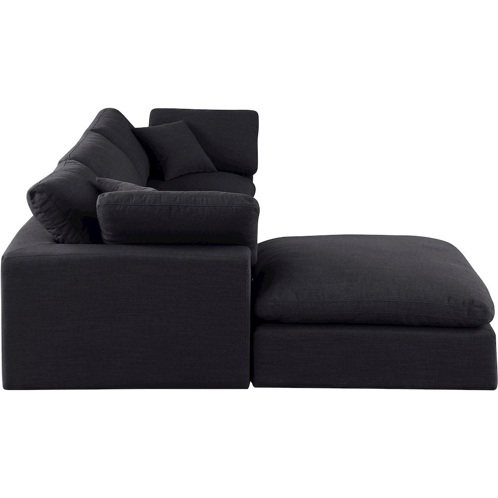 Comfy Black Linen Textured Fabric Modular Sectional
