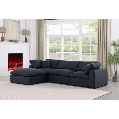 Comfy Black Linen Textured Fabric Modular Sectional