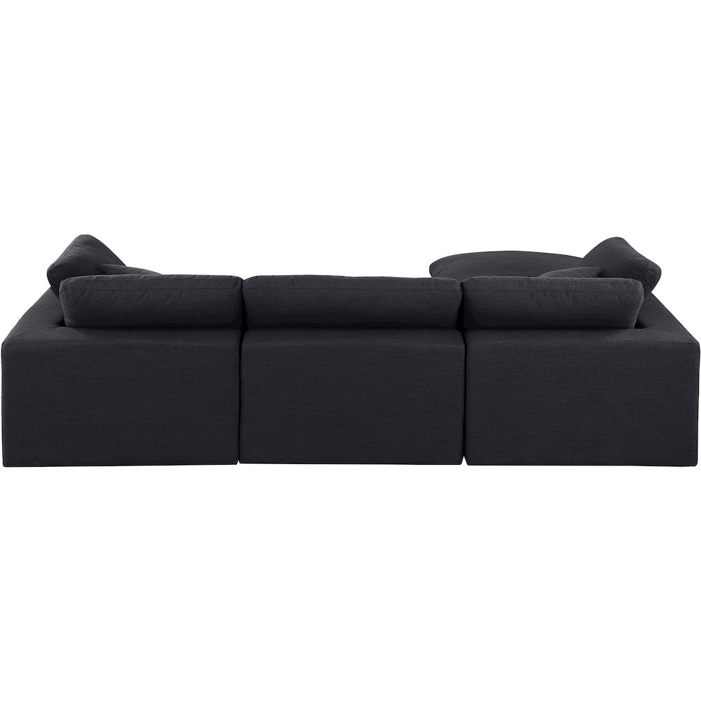 Comfy Black Linen Textured Fabric Modular Sectional