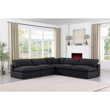 Comfy Black Linen Textured Fabric Modular Sectional