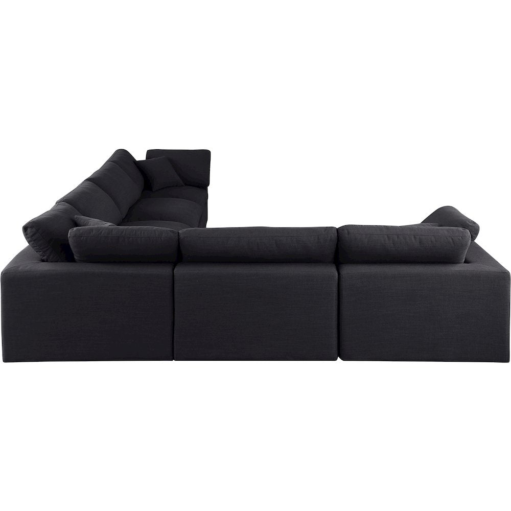 Comfy Black Linen Textured Fabric Modular Sectional