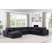 Comfy Black Linen Textured Fabric Modular Sectional