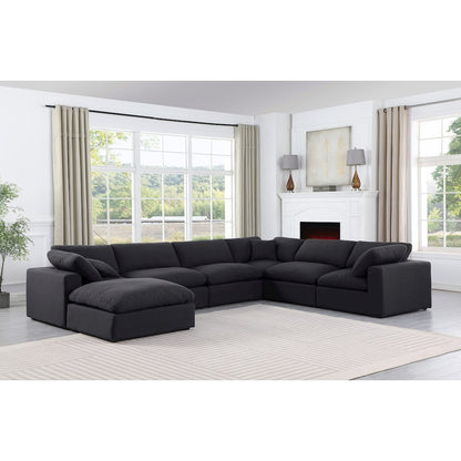 Comfy Black Linen Textured Fabric Modular Sectional