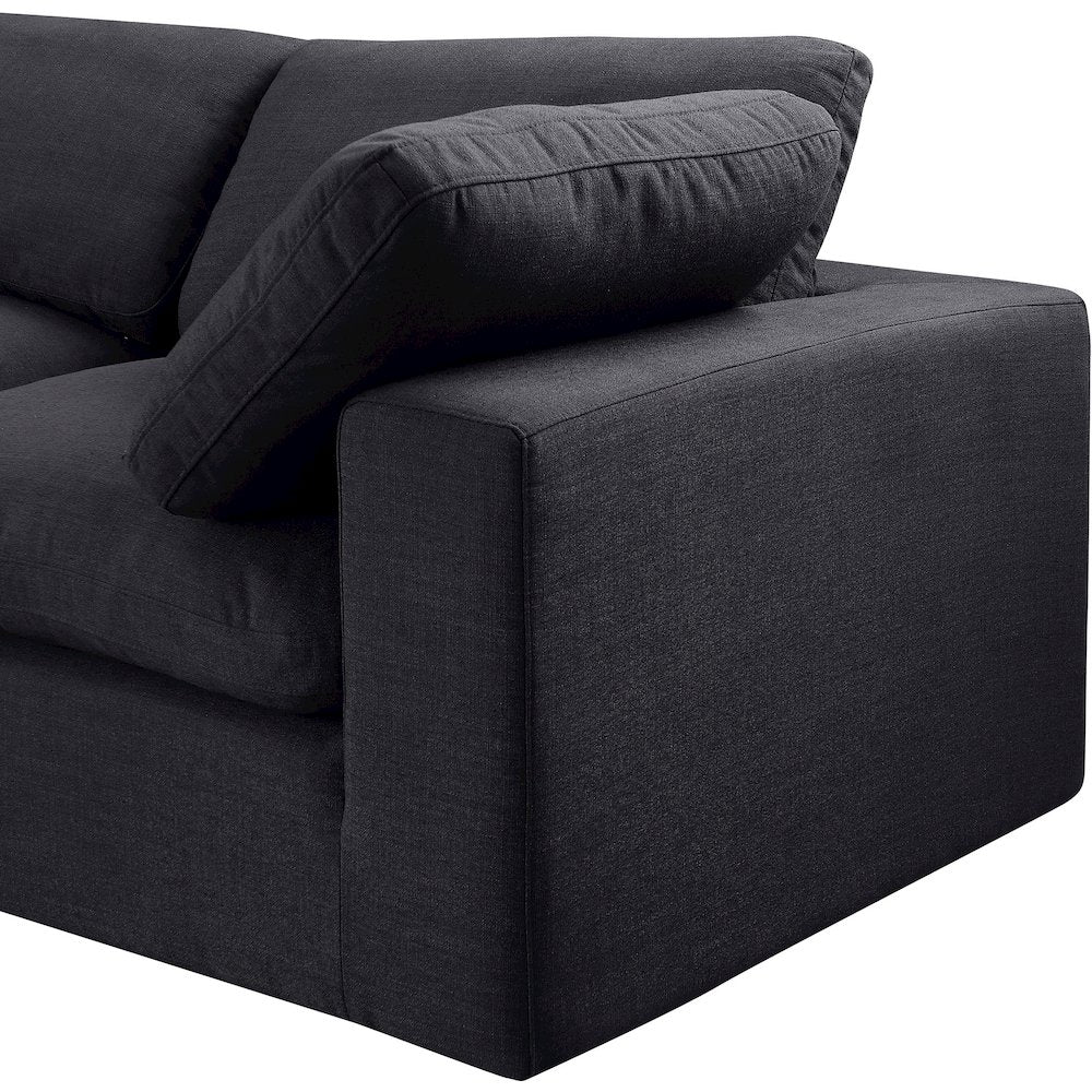Comfy Black Linen Textured Fabric Modular Sectional