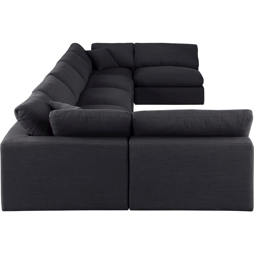 Comfy Black Linen Textured Fabric Modular Sectional