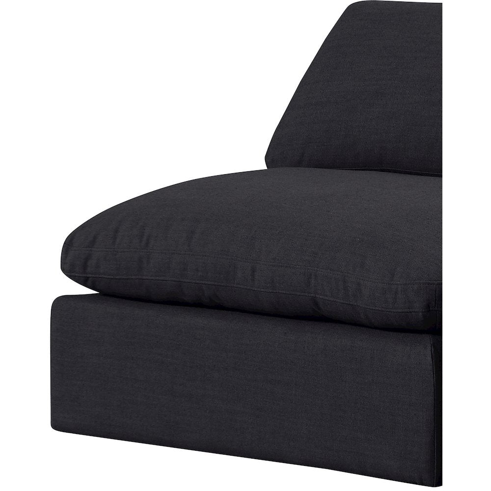 Comfy Black Linen Textured Fabric Modular Sectional