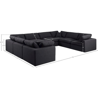 Comfy Black Linen Textured Fabric Modular Sectional