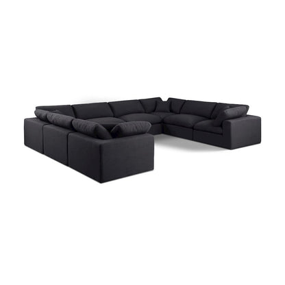 Comfy Black Linen Textured Fabric Modular Sectional
