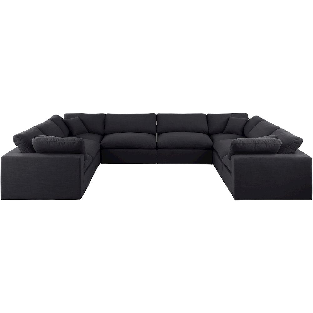 Comfy Black Linen Textured Fabric Modular Sectional