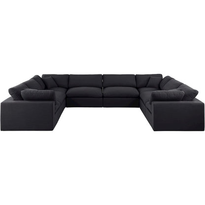 Comfy Black Linen Textured Fabric Modular Sectional