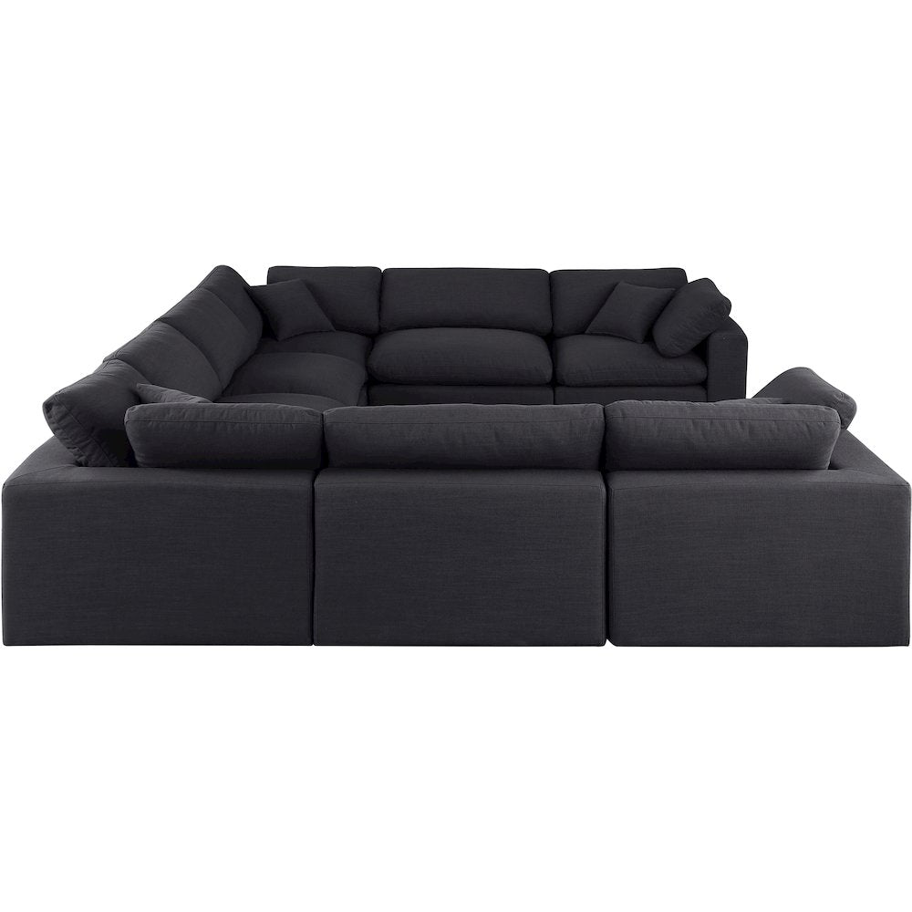 Comfy Black Linen Textured Fabric Modular Sectional