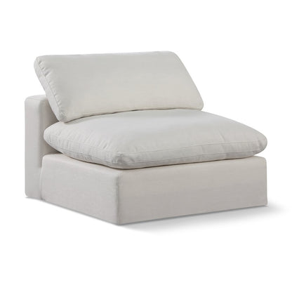 Comfy Cream Linen Textured Fabric Modular Armless Chair