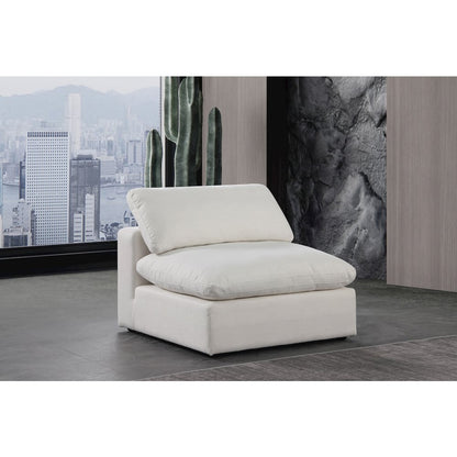 Comfy Cream Linen Textured Fabric Modular Armless Chair