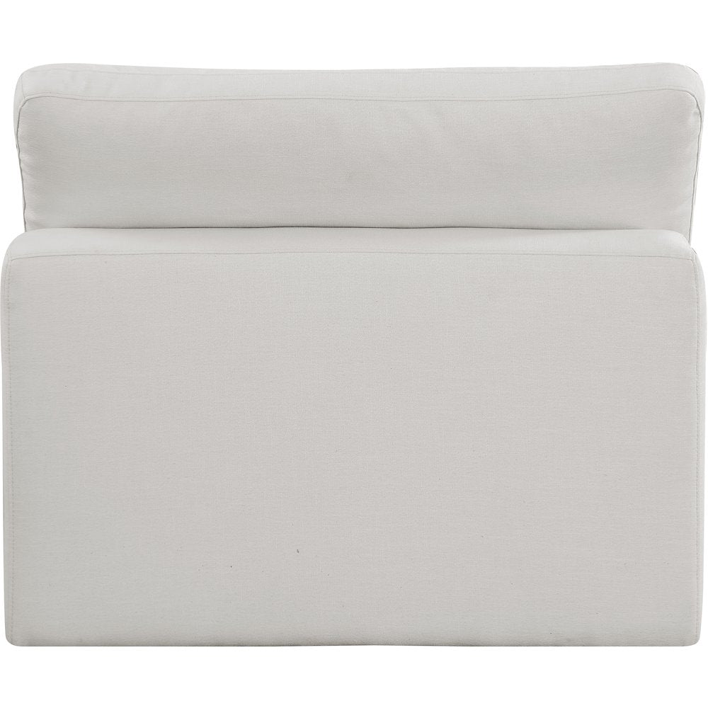 Comfy Cream Linen Textured Fabric Modular Armless Chair