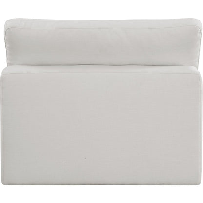 Comfy Cream Linen Textured Fabric Modular Armless Chair