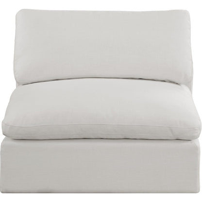 Comfy Cream Linen Textured Fabric Modular Armless Chair